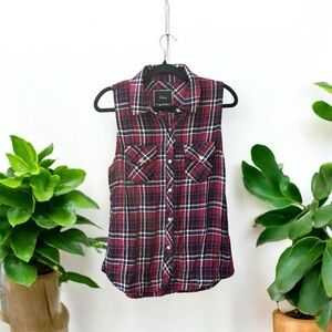 Rails Plaid Sleeveless Button Down Shirt Size Medium